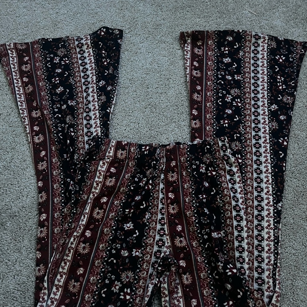 Vibe Black and Brown Floral Wide-Leg Pants